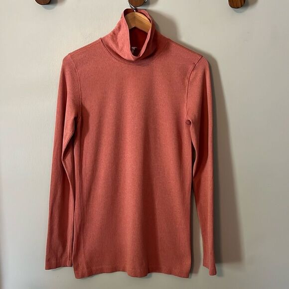 Lululemon Yin Vibes Ribbed Long Sleeve Turtleneck Top in Copper Clay Size 10 - Picture 2 of 12